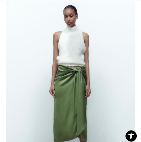 ZARA SATIN KNOTTED MIDI MAXI SKIRT SIZE L - Picture 1 of 14